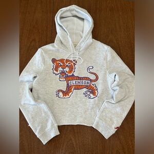 Women’s Cropped Vintage 1955 Style Tiger Hoodie Grey